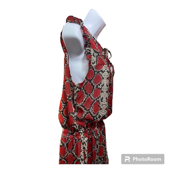 THE PANTS STORE - ADRIENNE Red/Black Snakeskin Pattern Dress Size Medium - Picture 3 of 10